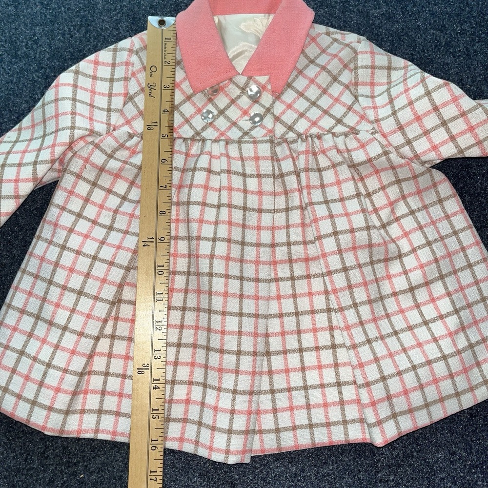 Vintage Pink Brown Check Dress Coat‎ Millicents of San Francisco Girls 18 months - Picture 6 of 6